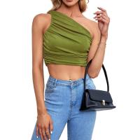 BUNO-2025 Primavera/Verano nueva moda superventas personalidad chica picante Slim Fit cuello asimétrico fuera del hombro camiseta para mujer - details 29