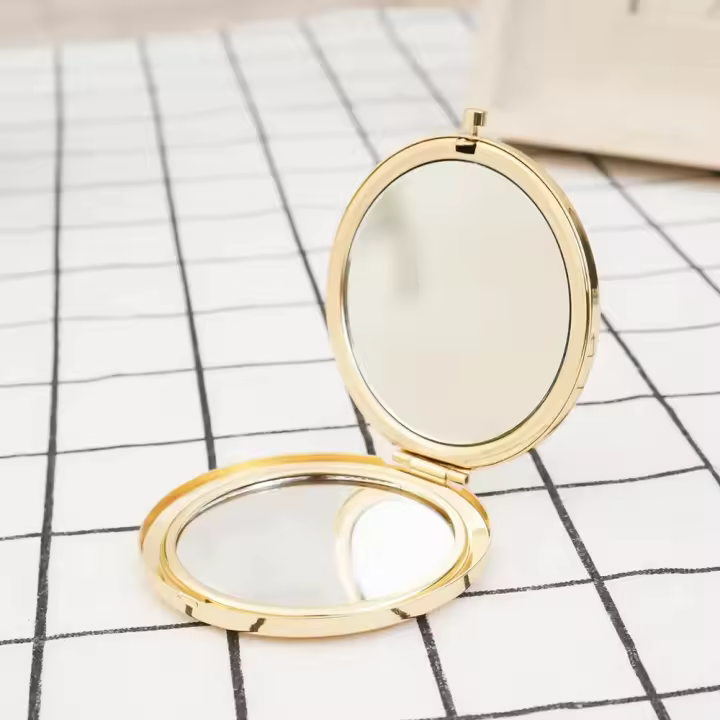 Espejo de Belleza Plegable de Acero Inoxidable Portátil Accesorio de Maquillaje de Doble Cara para Belleza - 1