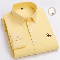 hombre manga larga ropa hombre S~7XL 100% algodón puro Camisa giratoria Oxford de manga larga para hombre Ocio de negocios Bolsillo bordado Slim Fit Estilo de botón Suave Med - details 42