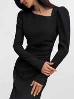 Vestido largo elegante de invierno con manga de viajero, nuevo estilo francés, traje de extremo para mujer - details 12