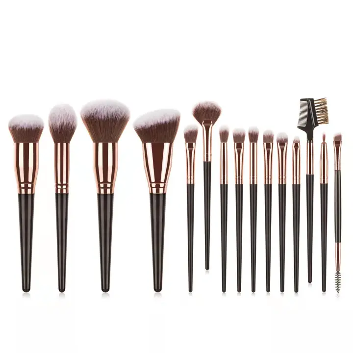 Juego de brochas de maquillaje profesional de alta calidad para mujer, juego de herramientas de belleza, 15 piezas - 1