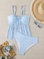 Tankini con volantes de dos piezas para mujer, traje de baño con tiras, traje de baño con cordón, ropa de baño para mujer, ropa de playa 2025 - details 0