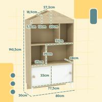 Estante de Madera para Niños 4 Compartimentos Diseño Abierto y Cajón Ideal para Habitación y Sala de Juegos Blanco y Natural - details 4