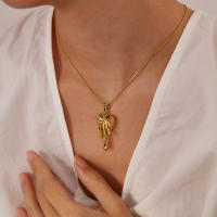 Collar con colgante de gota de agua de amor de lava de acero inoxidable con sentido de diseño retro de nicho de moda, collar de alto sentido - details 2