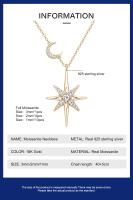 Collar de moissanita completa de plata 100% 925, gargantilla de estrella y luna chapada en oro de 18 quilates, joyería de lujo para hijab, regalo para mujer, oficial de Miravia - details 0