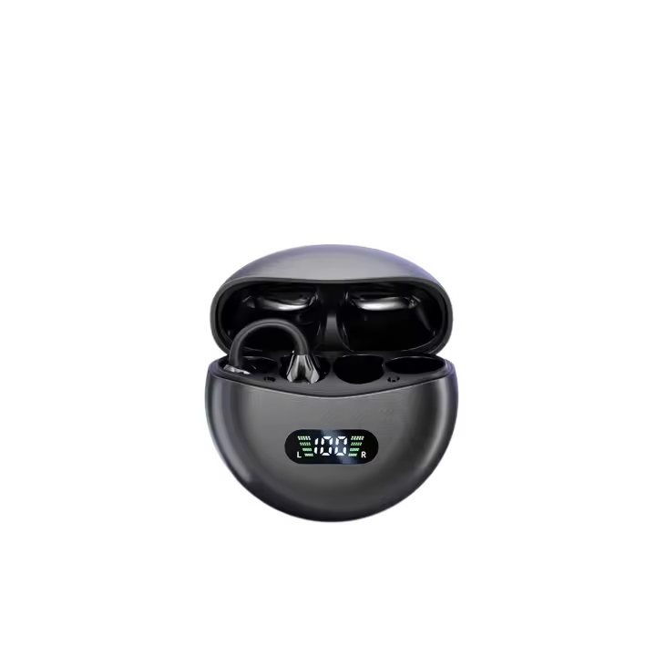 Auriculares deportivos inalámbricos con clip para la oreja, Bluetooth, resistentes al agua, control de voz, pantalla digital - 1