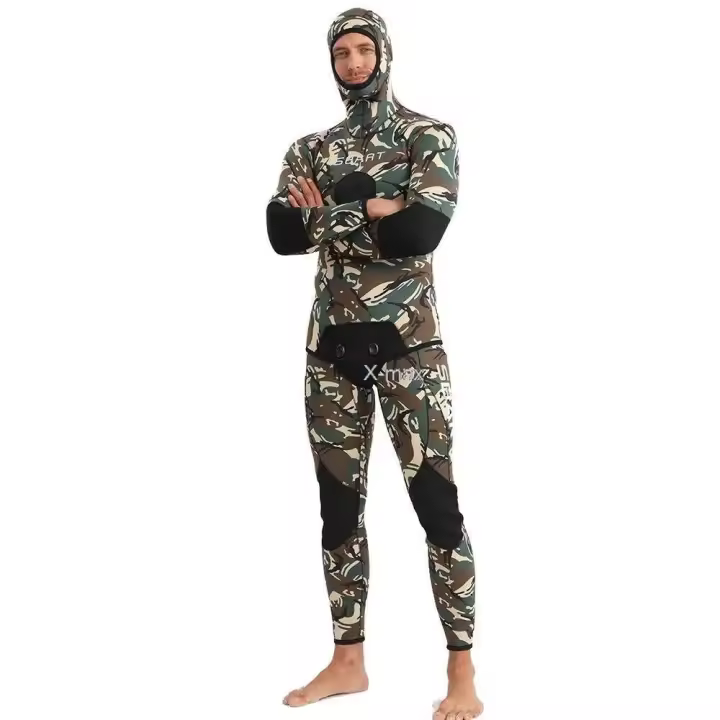 Traje de neopreno de 3MM para buceo, conjunto de 2 piezas de camuflaje para hombre, pesca submarina, mantiene el calor, surfistas, traje de buceo de cloropreno - 1