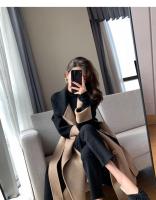 Abrigo largo de lana para mujer, abrigo de talla grande, color contrastante, estilo fragante pequeño, otoño e invierno, novedad de 2024 - details 6