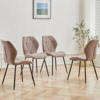 EGOONM-Sillas de comedor tapizadas de tela de lino acolchadas, patas de Metal para balcón, restaurante y comedor, 4 unidades - details 4