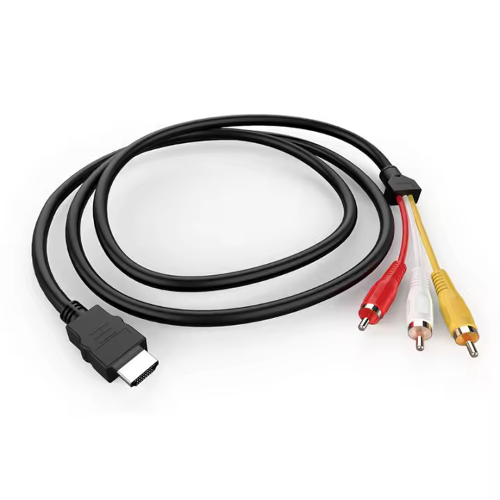 Cable HDMI Compatible con RCA, 1080P, 5 pies/HDMI macho a 3 RCA, adaptador de conector de Audio y vídeo AV para TV HDTV - 1