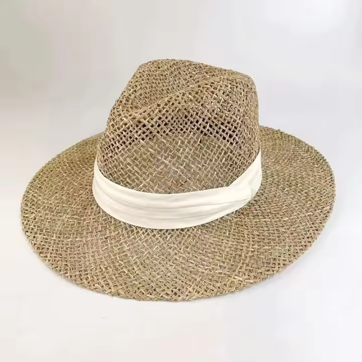 Verano Mujer transpirable hueco Panamá para hombres vacaciones playa sombrilla Sombrero de paja Sombrero Hombre - 1