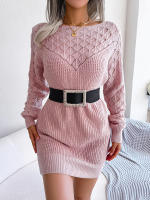 Vestido de punto con manga G para mujer, suéter calado informal, ropa sin cinturón, - details 3