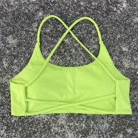 Sujetador deportivo suave para mujer, ropa interior sexy con tirantes finos, espalda cruzada, top hueco, ajustado, gimnasio, yoga, entrenamiento atlético con almohadilla para el pecho - details 6