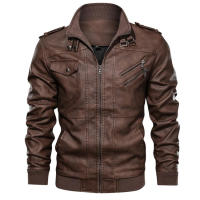 Chaqueta De Cuero Para Hombre KB Nueva Estilo Biker Moto Casual Otoño EU Tamaño SA722 Cierre De Cremallera Largo Regular - details 8