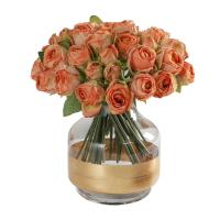 Ramo de rosas artificiales elegante y creativo, flores de rosas de seda hechas a mano de tacto Real, plantas falsas de plástico, decoración para el hogar y la Oficina - details 9