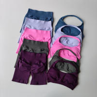 Traje de Yoga de 2 piezas para mujer, ropa de gimnasio de encaje perfecto, Sujetador deportivo Halter, pantalones cortos de impacto a juego, conjuntos de entrenamiento, equipo de gimnasio - details 2