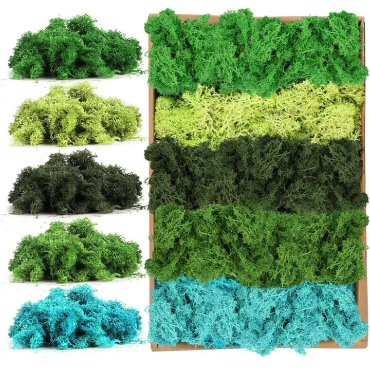 Decoración de Musgo Artificial 200g Musgo Conservado para Adornos Florales, Jardines de Hadas, Manualidades (5 Colores) - 1