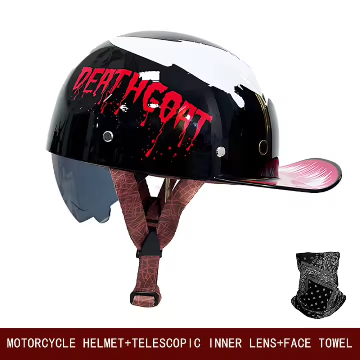 Casco retro para motocicleta, accesorio universal para monopatín, estándar nacional, Verano - 1