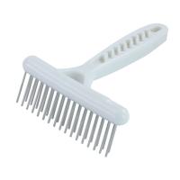 Cepillo de rastrillo suave para novio de gato, peine de rastrillo para perro de doble fila, peine de fila de agujas para perro blanco de acero inoxidable, cepillo de limpieza para perro - details 12