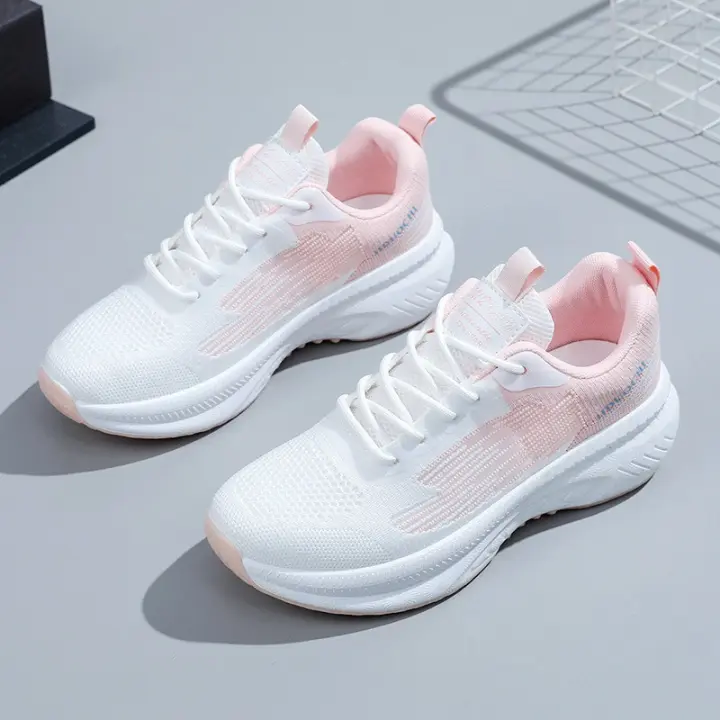 Zapatillas de deporte para mujer Suela gruesa Zapatillas de correr ligeras Flyknit transpirables de moda - 1