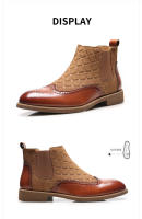 Zapatos de cuero con flores de bloque británico para hombres de gran tamaño, nuevo empalme de tela - details 2