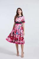 Vestidos Midi elegantes con estampado de lunares para mujer, vestido largo Retro informal de manga corta para vacaciones de verano, siciliano - details 2