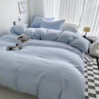Juego de cama de algodón liso con sábanas, funda nórdica, funda de almohada, sábana individual para pareja, tamaño King y Queen - details 12