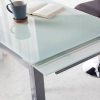 Mesa de Cocina Extensible Moderna Material Cristal Templado/Metal Blanco/Plata 100/140 x 60 x 76 cm - details 5