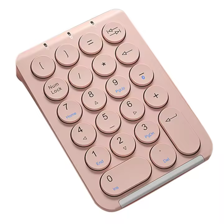 Teclado numérico inalámbrico Teclado numérico Bluetooth Teclas redondas Teclado numérico 22 teclas Teclado numérico recargable (rosa) - 1