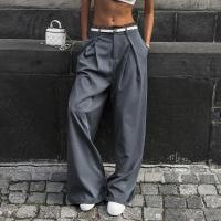 Pantalones holgados de cintura alta para mujer, pantalón de pierna ancha con empalme de encaje, moda coreana, primavera y otoño - details 3