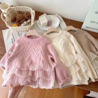 Suéter de princesa con costuras de encaje para niña, suéter grueso y cálido, jerséis de punto para otoño e invierno, 2024 - details 2