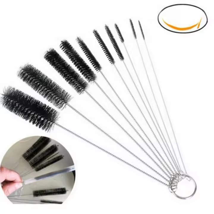 Juego de cepillos de nailon para limpieza del hogar, Kit de cerdas para limpiar botellas, tubos y pajitas, 10 piezas - 1