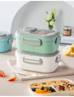 Fiambrera portátil con asa de transporte, contenedores de vajilla reutilizables, contenedores de comida para aperitivos, paja de trigo - details 9