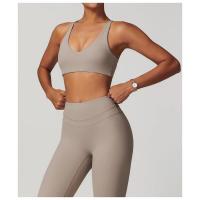 Fiess Sujetador de yoga para mujer, parte de atrás bonita, top deportivo de nailon, sujetador cruzado sexy transpirable, adecuado para gimnasio de mujer - details 3