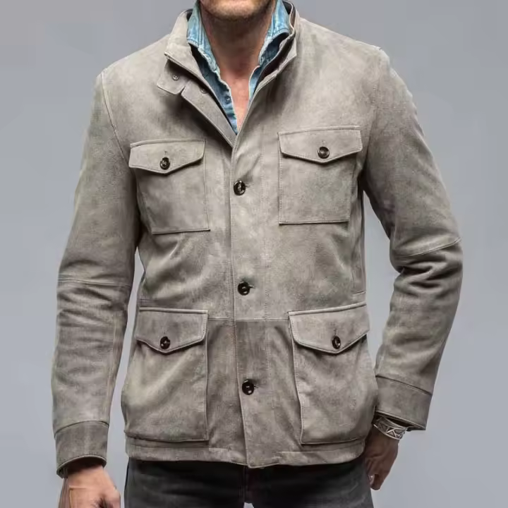 2024 for autumn and winter, multi pocket long sleeved lapel casual men's jacket - 1