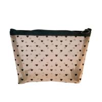 Bolsas de maquillaje de malla para cosméticos, estuche con cremallera transparente, estuche para bolígrafos con estampado de corazón negro, práctico de llevar - details 4