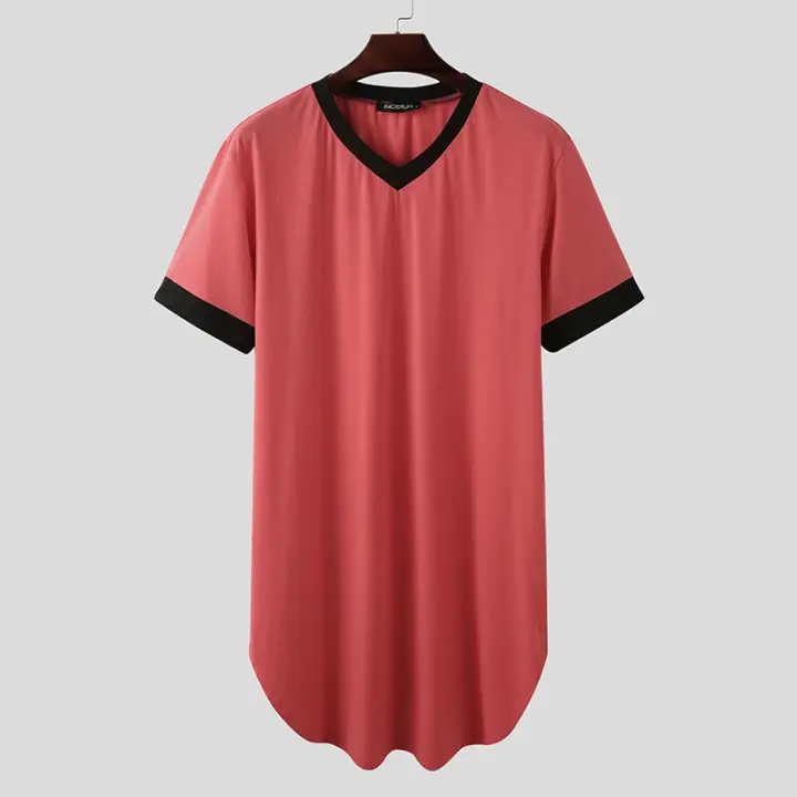2024 batas de dormir para hombres, camisón de manga corta con cuello en V, ropa de casa acogedora de retazos, albornoces holgados a la moda para hombres, bata - 1