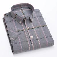 Camisa clásica de manga corta para hombre, camisa 100% algodón Oxford, informal, suave, a cuadros, a rayas, de negocios, ajustada, talla grande 7XL, 6XL - details 27