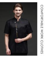 Chaqueta de Chef de manga corta, uniforme de Chef de Hotel, ropa de trabajo de Pizza transpirable, Catering, restaurante, cocina, panadería, ropa de Chef negra, nuevo - details 5