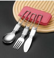 Mini villa portátil para exteriores, cuchara, tenedor, juego de utensilios de acero inoxidable, senderismo, suministros de cocina para acampar al aire libre, 3 piezas. - details 10