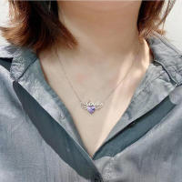 Collar de diseño con alas de plata, combinación de corazón para cumpleaños, regalo de San Valentín - details 4