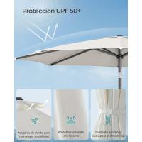 Sombrilla de Jardín 300 cm, UPF 50+, Parasol, 30 ° de Inclinación en dos Direcciones, con , para Patio, Terraza, , Piscina, sin Base, Beige GPU30BE - details 39