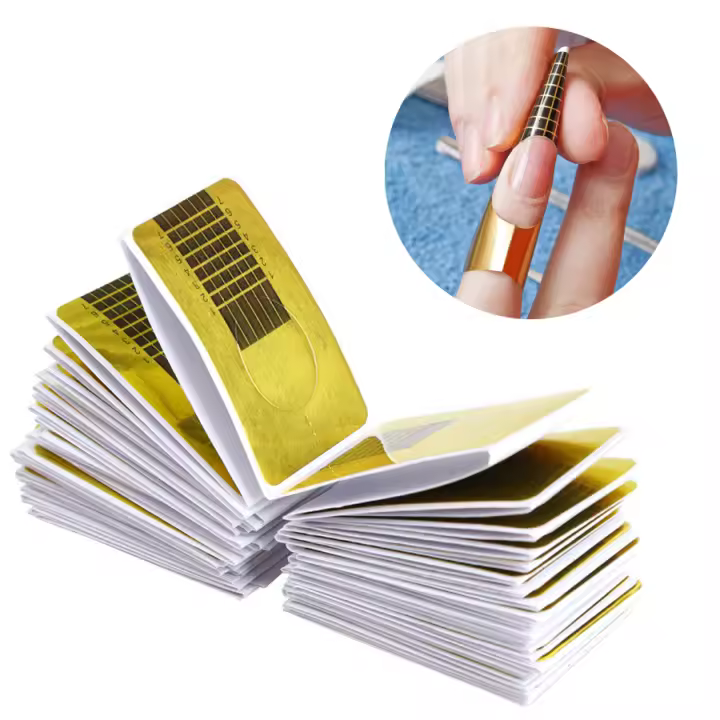 Plantilla de manicura para uñas, Gel UV acrílico francés, 100 piezas, forma de rizo, guía de punta, molde - 1