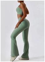 Conjunto de yoga sin costuras para mujer, yoga para mujer, sujetador deportivo acanalado, body de gimnasio, tres piezas de ropa deportiva, 1/2 pieza. - details 40