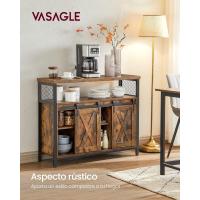 Aparador, Armario de Cocina, Armario de Almacenamiento, con 2 Puertas Correderas, 33 x 100 x 80 cm, Estantes Ajustables, para Salón, Marrón Rústico y Negro - details 3