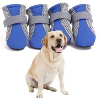 Botas de malla antideslizantes para perros, zapatos reflectantes para cachorros, suela suave transpirable, protectores de patas de perro, ajustables, antideslizantes para mascotas al aire libre, 4 piezas - details 0