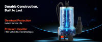 Bomba Sumergible SucceBuy de 710W, Caudal de 20000 L/H, Diseño de Acero Inoxidable con Interruptor de Flotador Automático, Cable Extendido, Elevación Máxima de 9M, Ideal para Piscinas, Jardines, Estanques y Espacios Inundados - details 4
