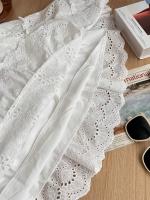 Vestido A-Line de Encaje con Bordado Floral Blanco Versátil para Primavera-Verano-Otoño - details 4