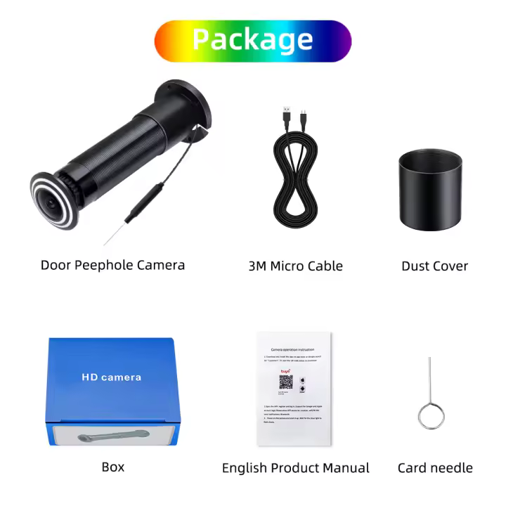 Elecpow-mirilla con cámara de puerta Tuya Wifi, Visor de puerta con detección de movimiento PIR, vídeo inteligente, 1080P, 2,4G y 5G, compatible con tarjeta SD, habla unidireccional - 1