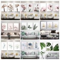 Cuadro de Paisaje Natural 3PCS en Lienzo con Marco Floral Abstracto Hojas Póster Nórdico para Sala de Estar Decoración del Hogar Imagen de Pared Estilo Luz y Decoración - details 3